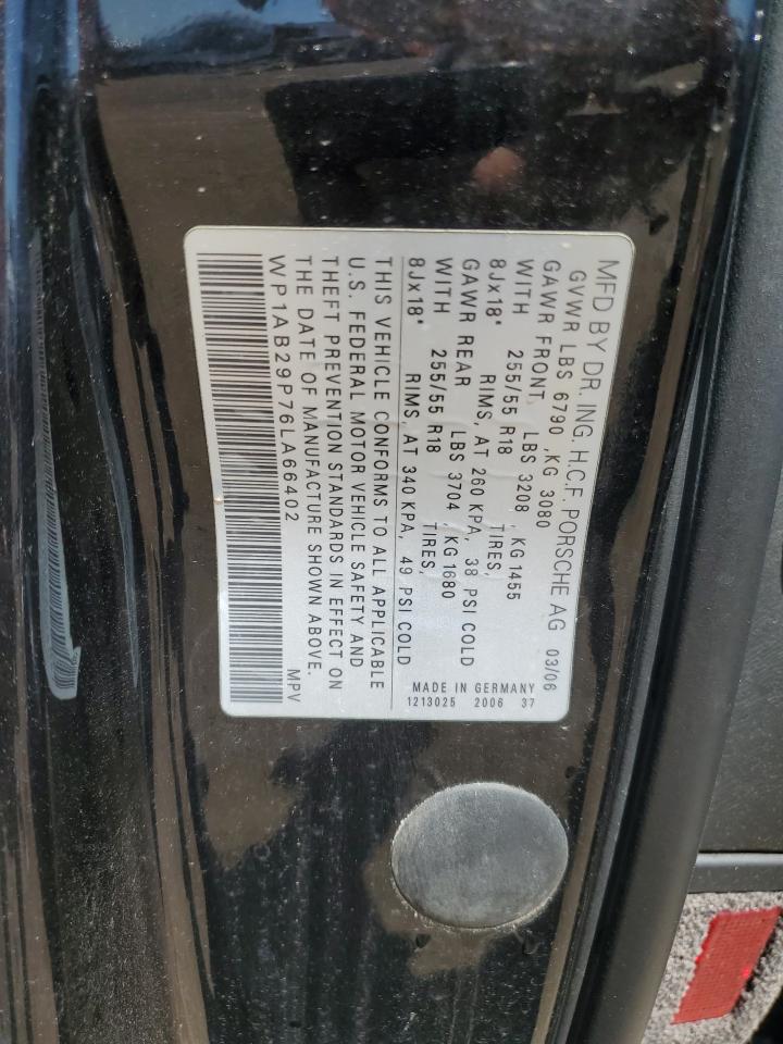 2006 Porsche Cayenne S VIN: WP1AB29P76LA66402 Lot: 80411355