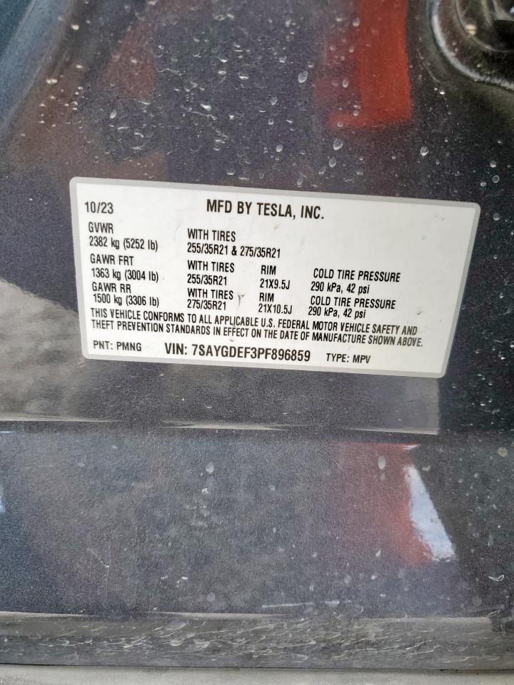 2023 Tesla Model Y VIN: 7SAYGDEF3PF896859 Lot: 81439635