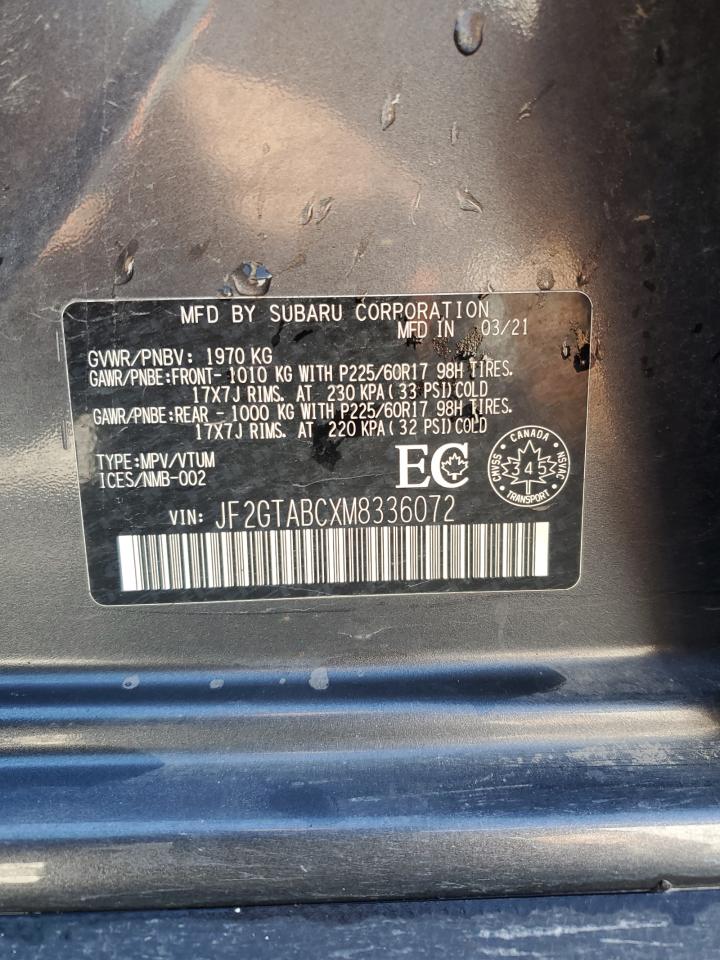 2021 Subaru Crosstrek VIN: JF2GTABCXM8336072 Lot: 80427615