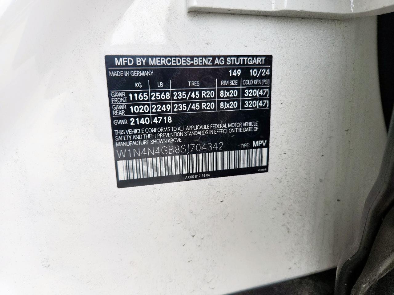 2025 Mercedes-Benz Gla 250 VIN: W1N4N4GB8SJ704342 Lot: 83765855