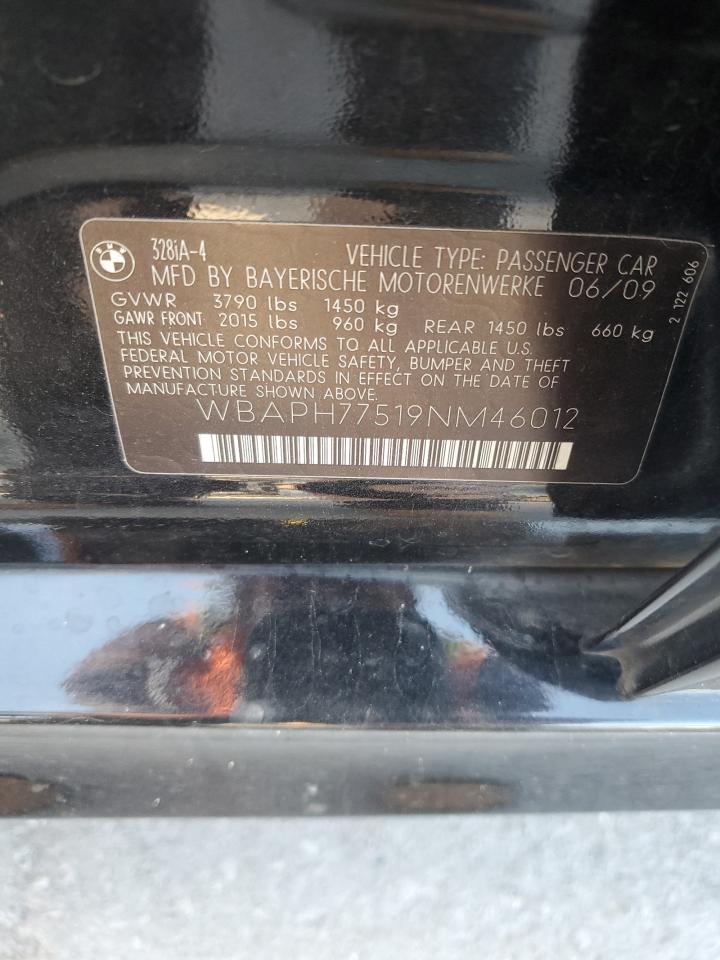 2009 BMW 328 I VIN: WBAPH77519NM46012 Lot: 80890435