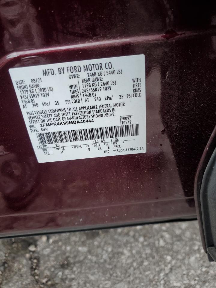 2021 Ford Edge Titanium VIN: 2FMPK4K99MBA40444 Lot: 81720205
