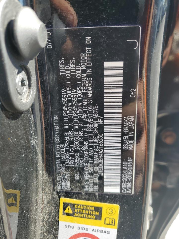 2010 Toyota Highlander Limited VIN: JTEDK3EH4A2166230 Lot: 84641595