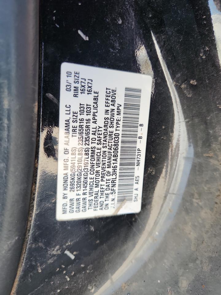 2010 Honda Odyssey Exl VIN: 5FNRL3H61AB068030 Lot: 80744905