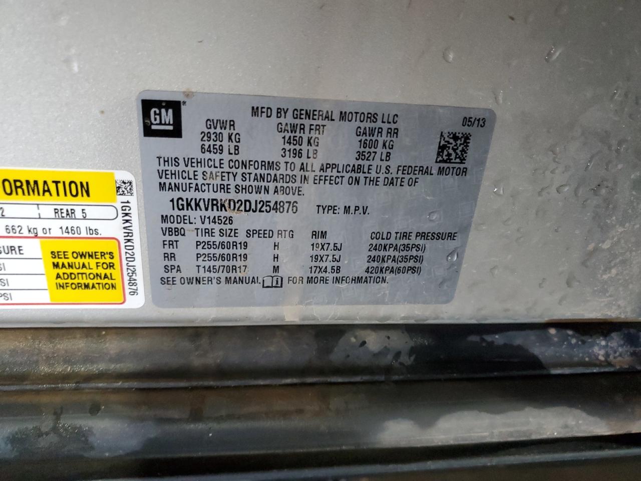 2013 GMC Acadia Slt-1 VIN: 1GKKVRKD2DJ254876 Lot: 81217375