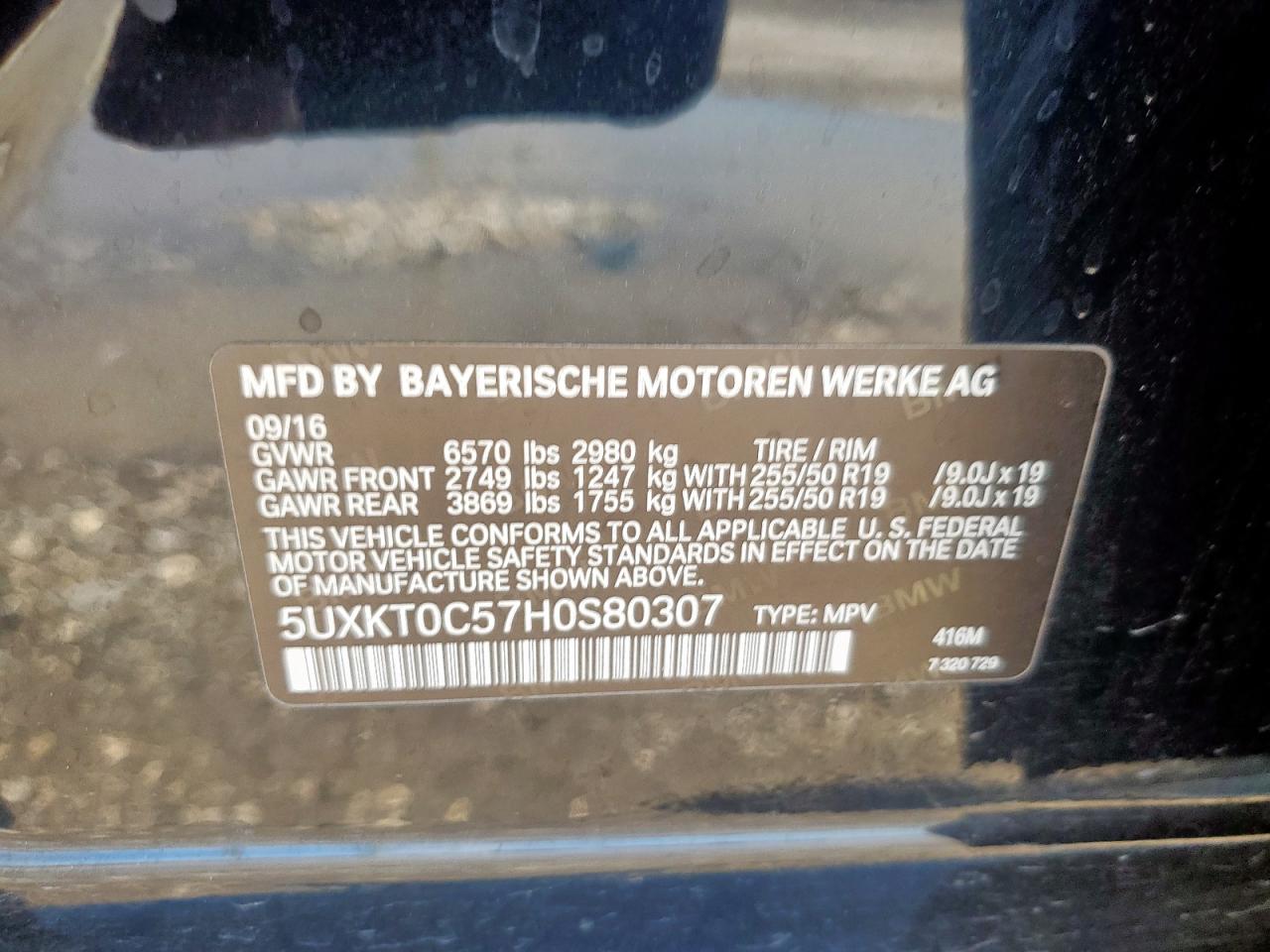 2017 BMW X5 Xdr40E VIN: 5UXKT0C57H0S80307 Lot: 82162205