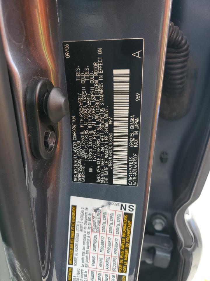 2007 Toyota 4Runner Sr5 VIN: JTEBU14R070108460 Lot: 69412485