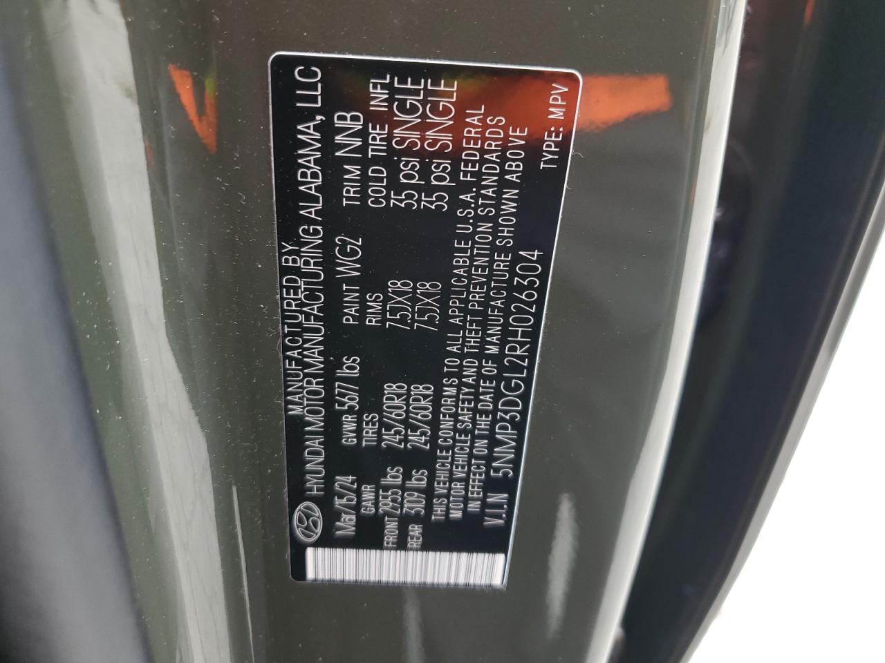 2024 Hyundai Santa Fe Xrt VIN: 5NMP3DGL2RH026304 Lot: 84815445