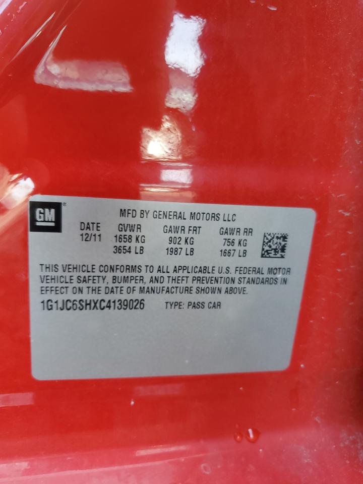 2012 Chevrolet Sonic Lt VIN: 1G1JC6SHXC4139026 Lot: 81657115