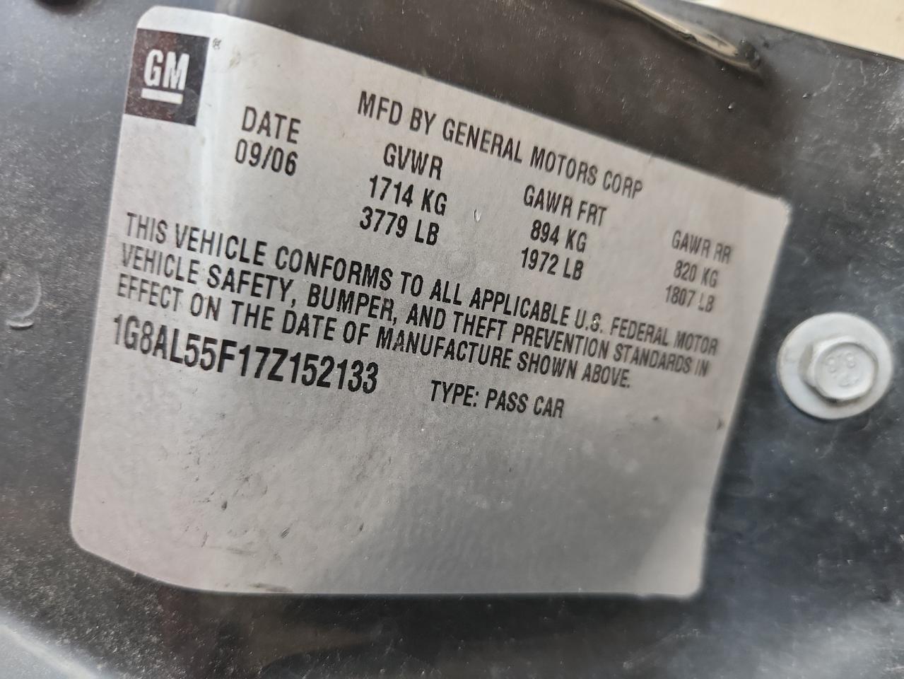 2007 Saturn Ion Level 3 VIN: 1G8AL55F17Z152133 Lot: 81154185