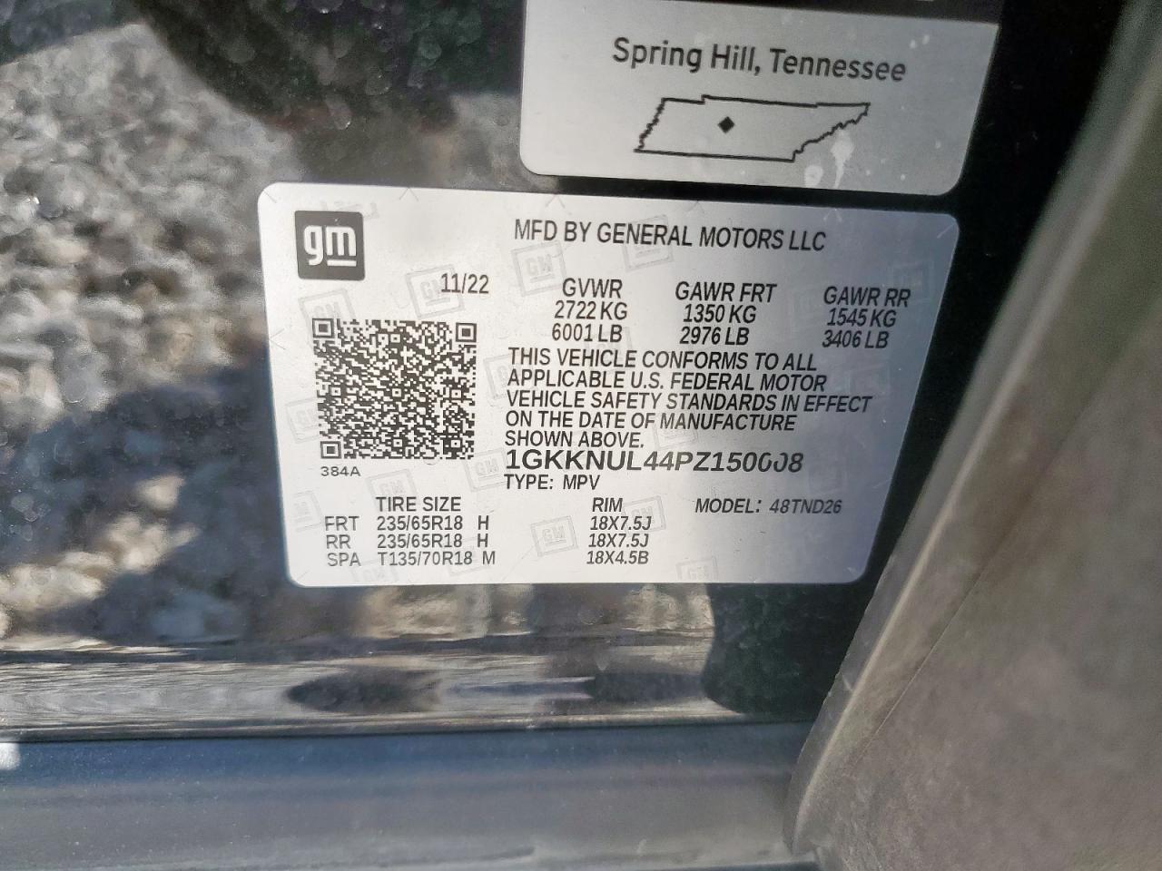 2023 GMC Acadia Slt VIN: 1GKKNUL44PZ150008 Lot: 80760495