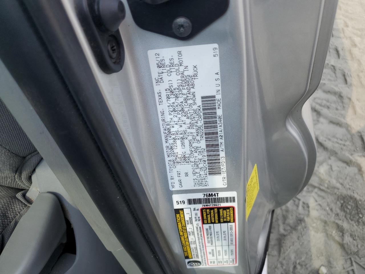 2012 Toyota Tacoma Access Cab VIN: 5TFTX4CN2CX019152 Lot: 81218755