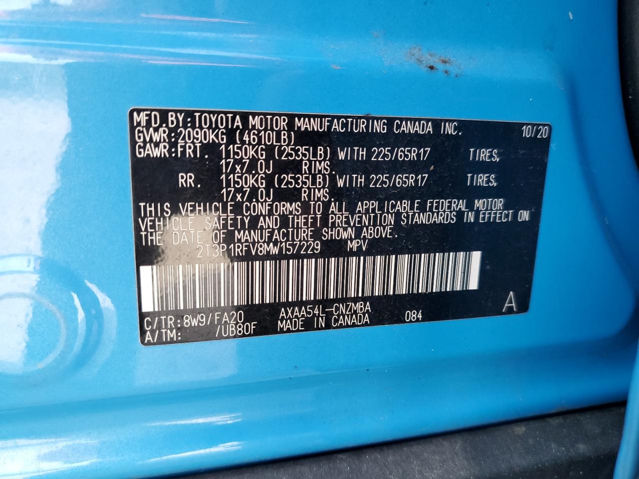 2021 Toyota Rav4 Xle VIN: 2T3P1RFV8MW157229 Lot: 83967665