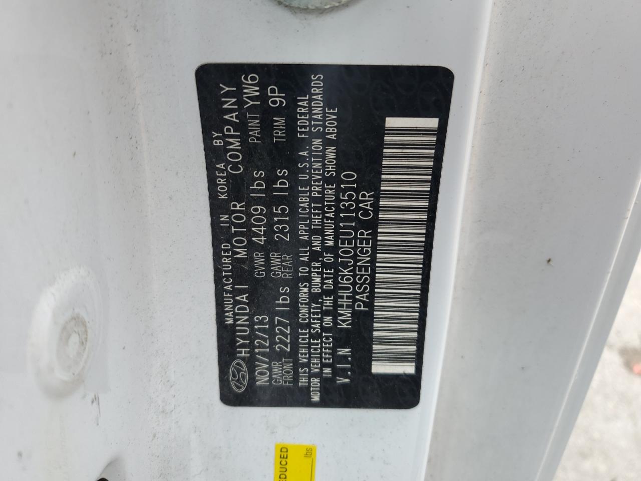 2014 Hyundai Genesis Coupe 3.8L VIN: KMHHU6KJ0EU113510 Lot: 84008055