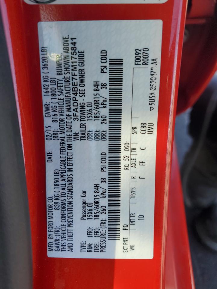 2015 Ford Fiesta Se VIN: 3FADP4BE7FM175841 Lot: 80035245