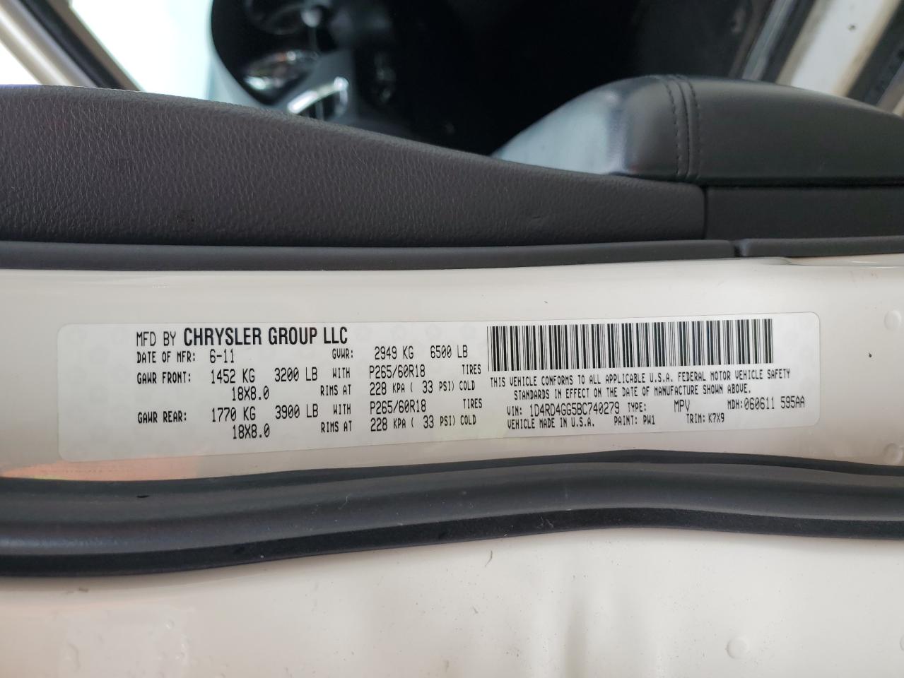 2011 Dodge Durango Crew VIN: 1D4RD4GG5BC740279 Lot: 83858575