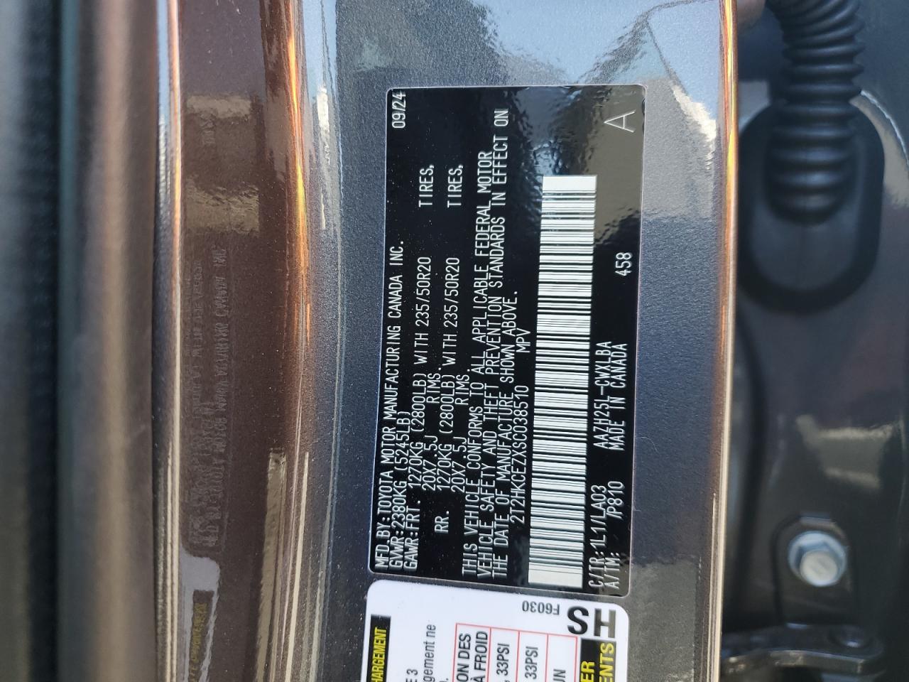 2025 Lexus Nx 350H Base VIN: 2T2HKCEZXSC038510 Lot: 84520965