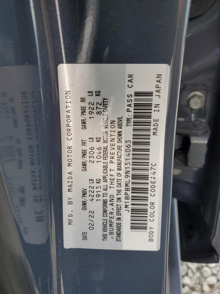 2022 Mazda 3 Premium VIN: JM1BPBML9N1514063 Lot: 80128075