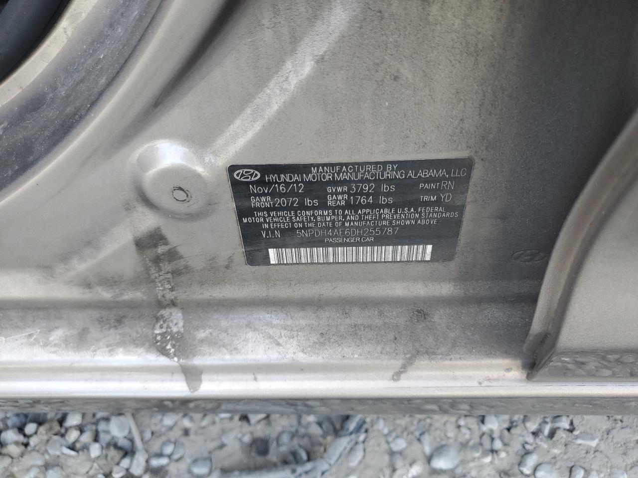 2013 Hyundai Elantra Gls VIN: 5NPDH4AE6DH255787 Lot: 81321555