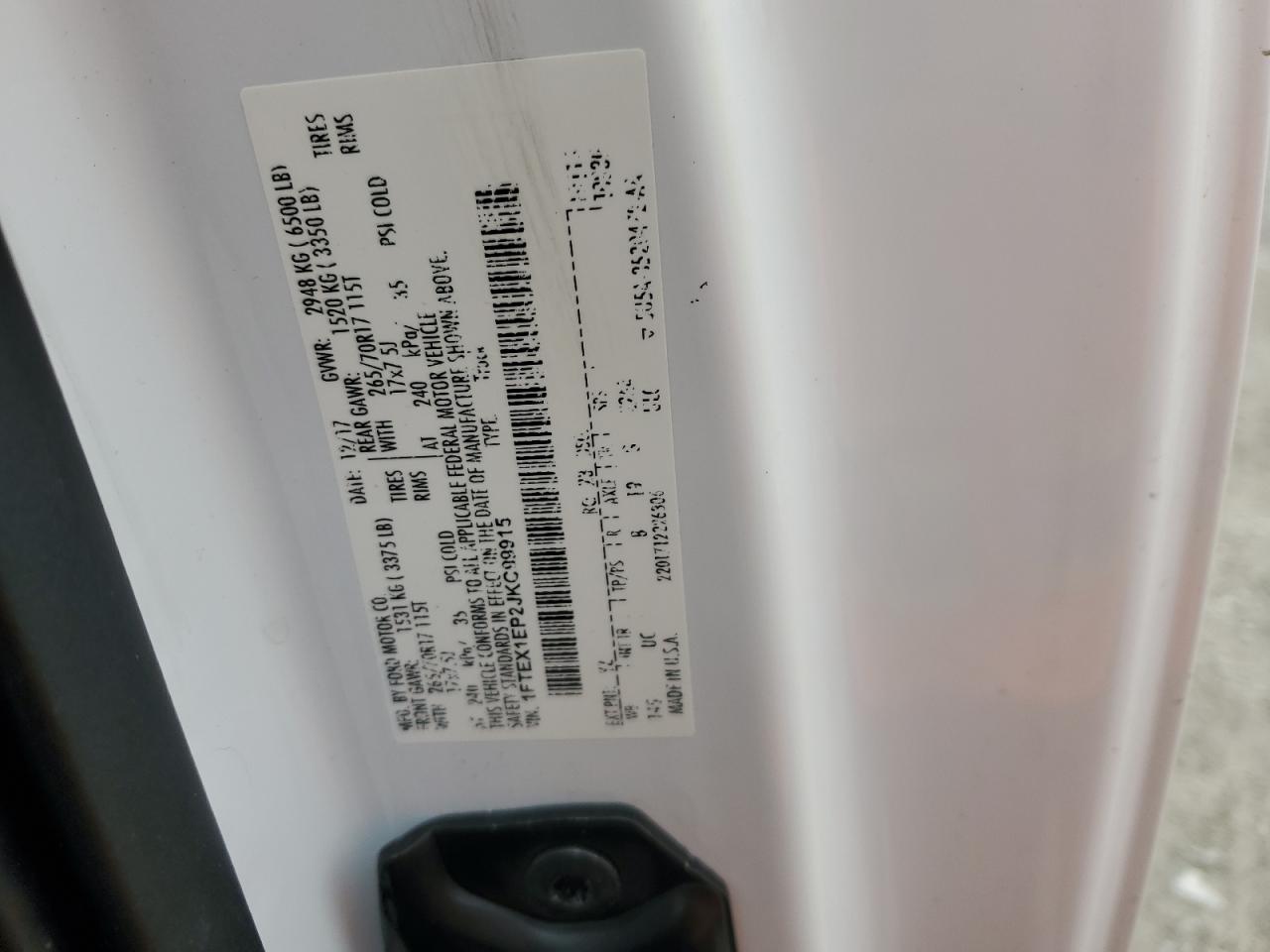 2018 Ford F150 Super Cab VIN: 1FTEX1EP2JKC99915 Lot: 81387145