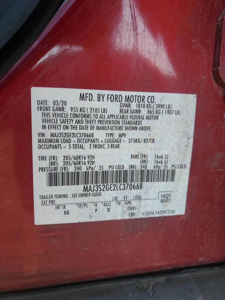 2020 Ford Ecosport Se VIN: MAJ3S2GE2LC370668 Lot: 71259575