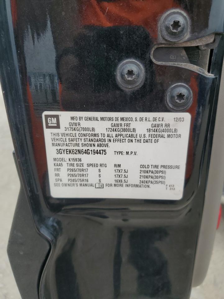 2004 Cadillac Escalade Ext VIN: 3GYEK62N64G194475 Lot: 72080585