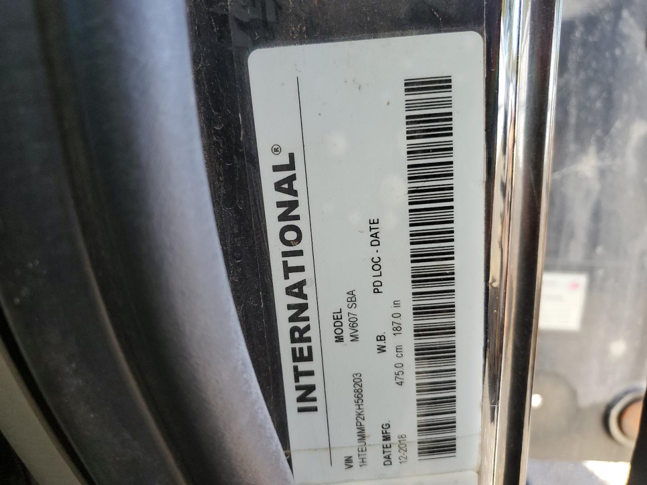 2019 International Mv607 VIN: 1HTEUMMP2KH568203 Lot: 71998545