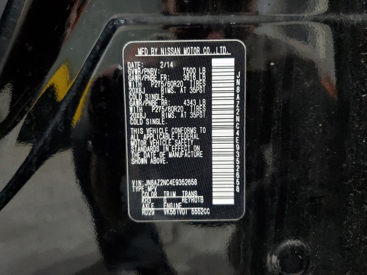 2014 Infiniti Qx80 VIN: JN8AZ2NC4E9352658 Lot: 71394385