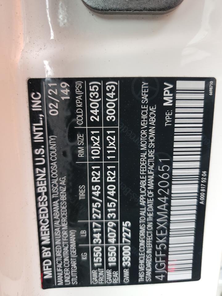 2021 Mercedes-Benz Gls 450 4Matic VIN: 4JGFF5KEXMA420651 Lot: 80874415