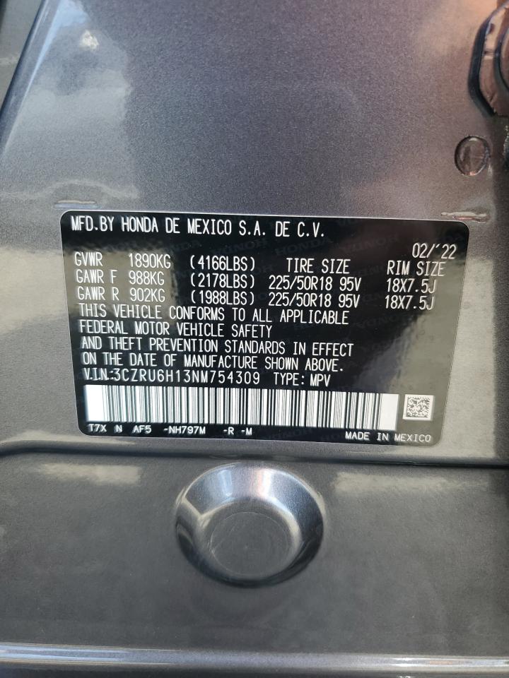 2022 Honda Hr-V Sport VIN: 3CZRU6H13NM754309 Lot: 81627015