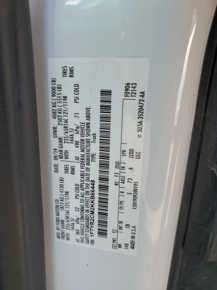 2019 Ford Transit T-250 VIN: 1FTYR2CM2KKB66448 Lot: 80885015