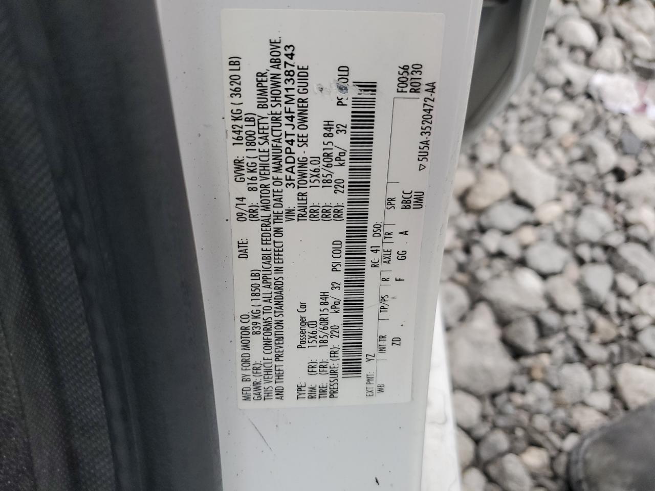 2015 Ford Fiesta S VIN: 3FADP4TJ4FM138743 Lot: 83854505