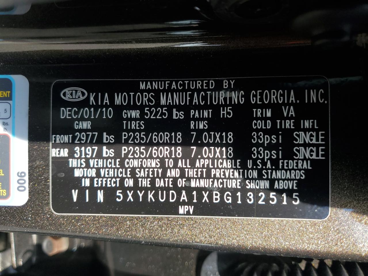 2011 Kia Sorento Ex VIN: 5XYKUDA1XBG132515 Lot: 81384325