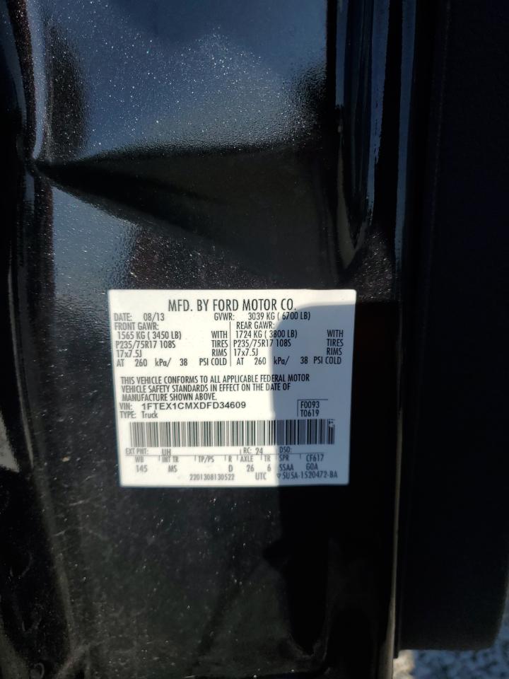 2013 Ford F150 Super Cab VIN: 1FTEX1CMXDFD34609 Lot: 80221875