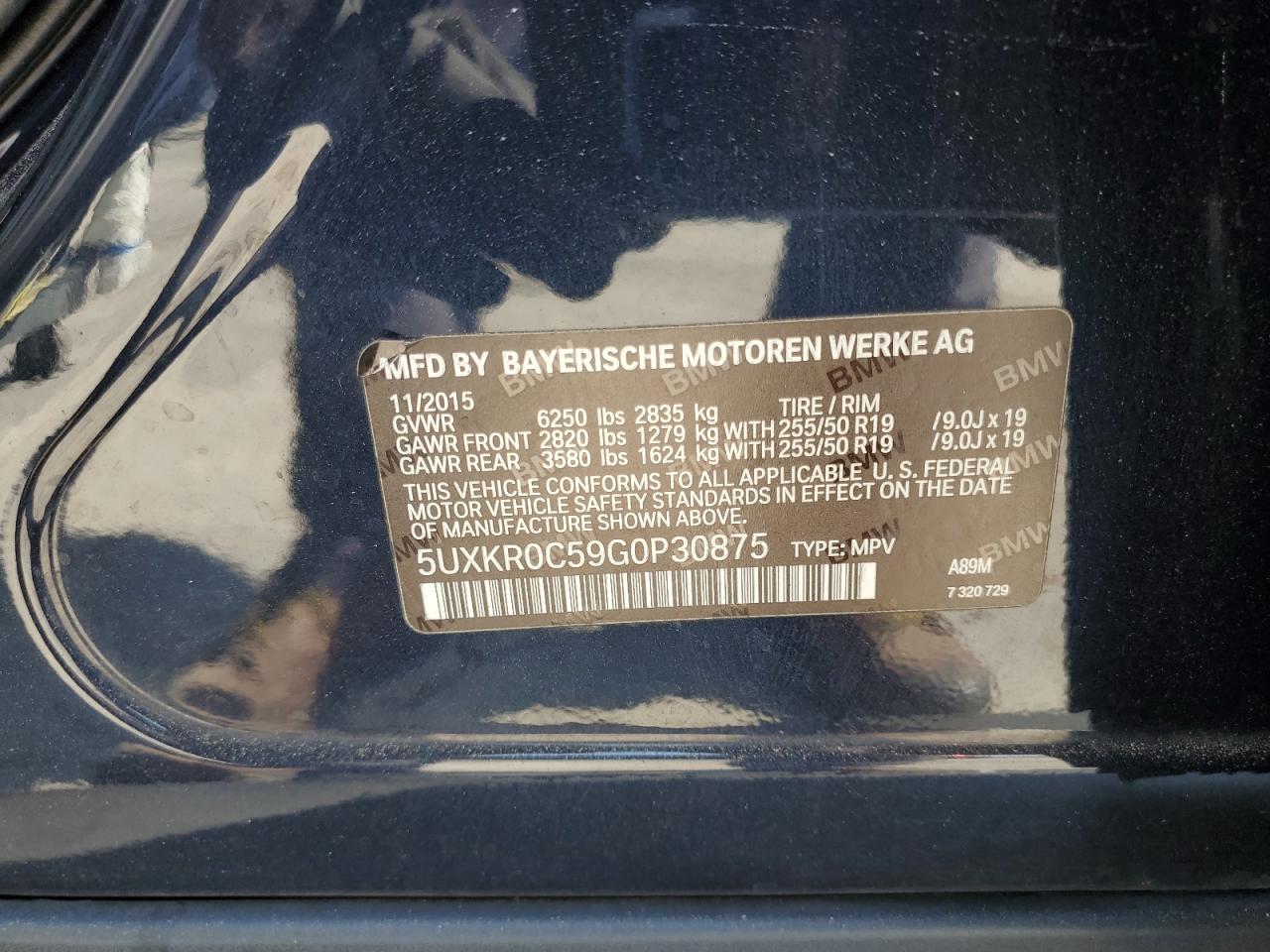 2016 BMW X5 xDrive35I VIN: 5UXKR0C59G0P30875 Lot: 71936625