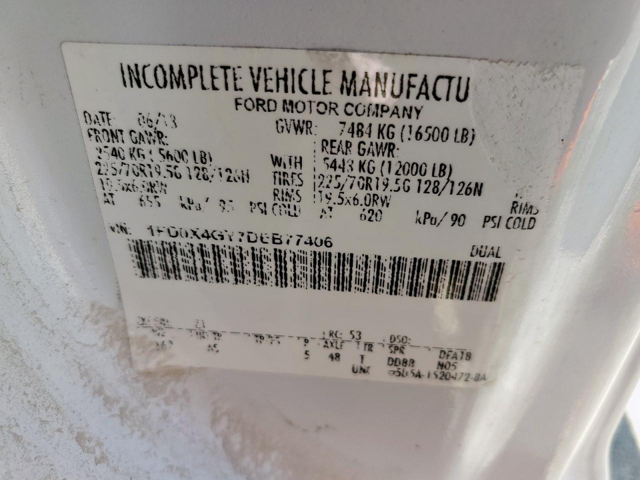 2013 Ford F450 Super Duty VIN: 1FD0X4GY7DEB77406 Lot: 81594045