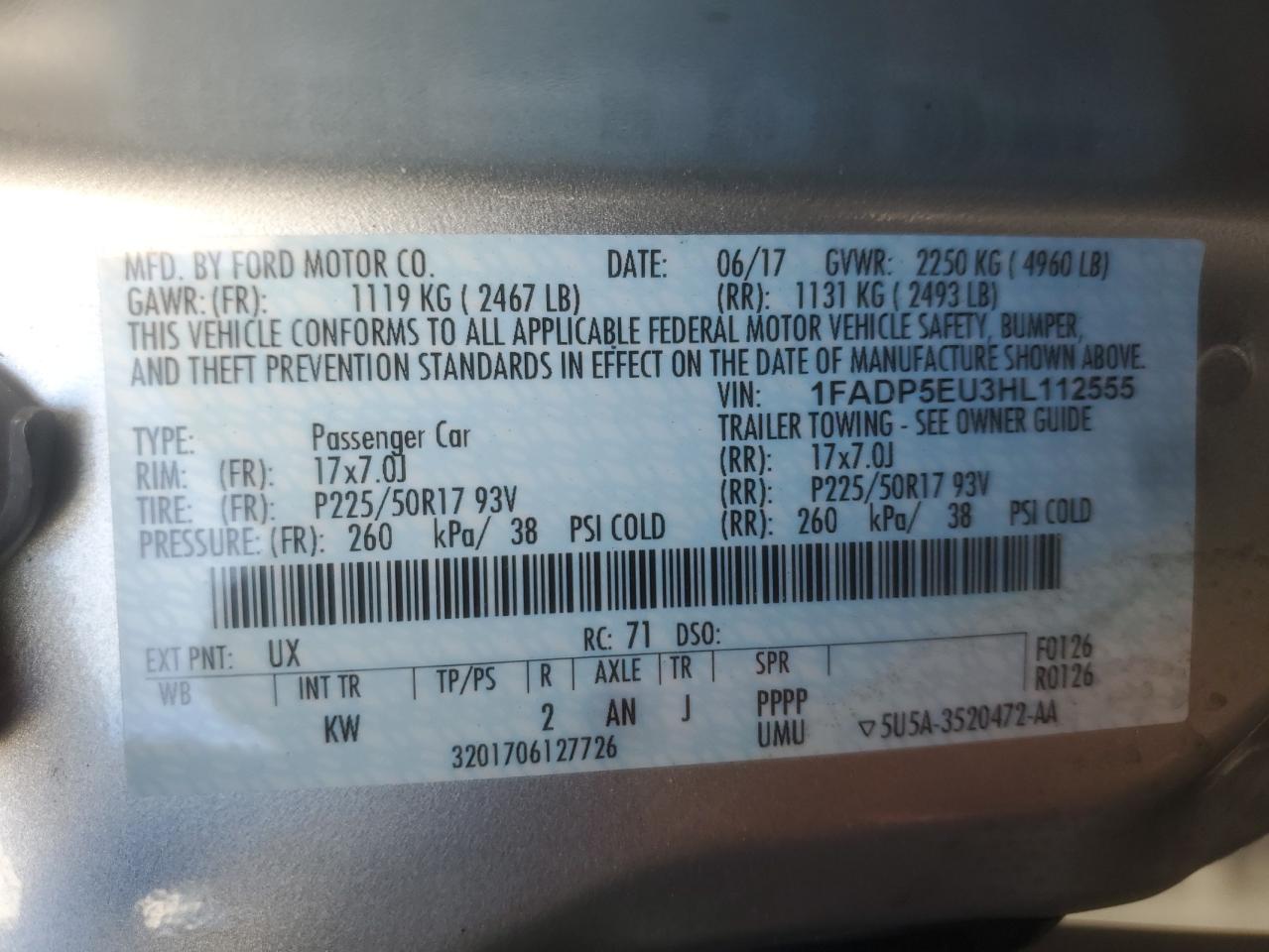 2017 Ford C-Max Se VIN: 1FADP5EU3HL112555 Lot: 81694755