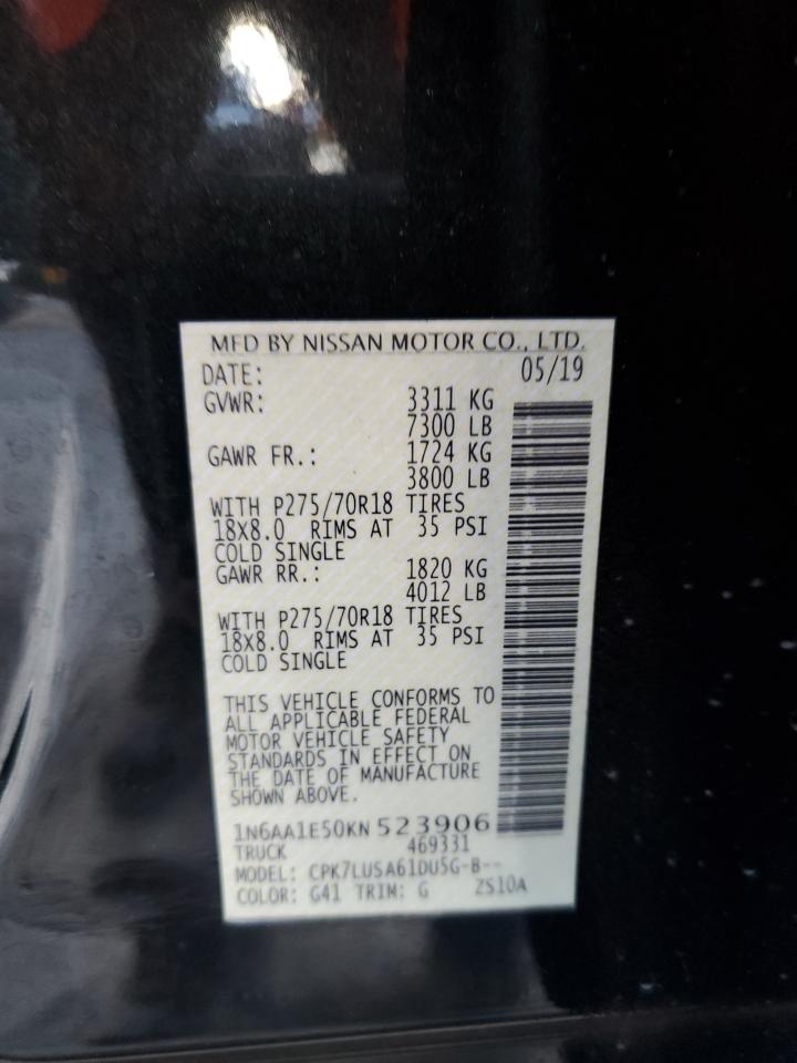 2019 Nissan Titan Sv VIN: 1N6AA1E50KN523906 Lot: 81147745