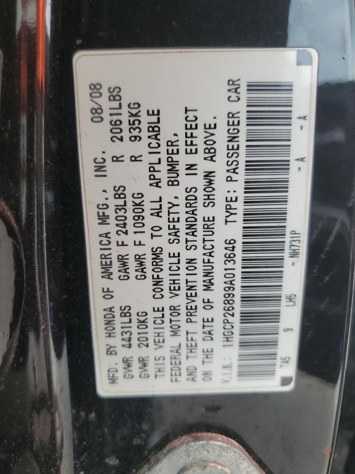 2009 Honda Accord Exl VIN: 1HGCP26899A013646 Lot: 72092795