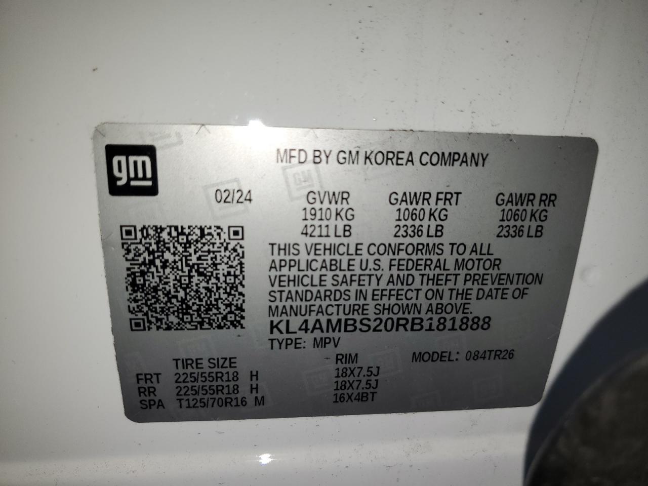 2024 Buick Encore Gx Preferred VIN: KL4AMBS20RB181888 Lot: 71819675