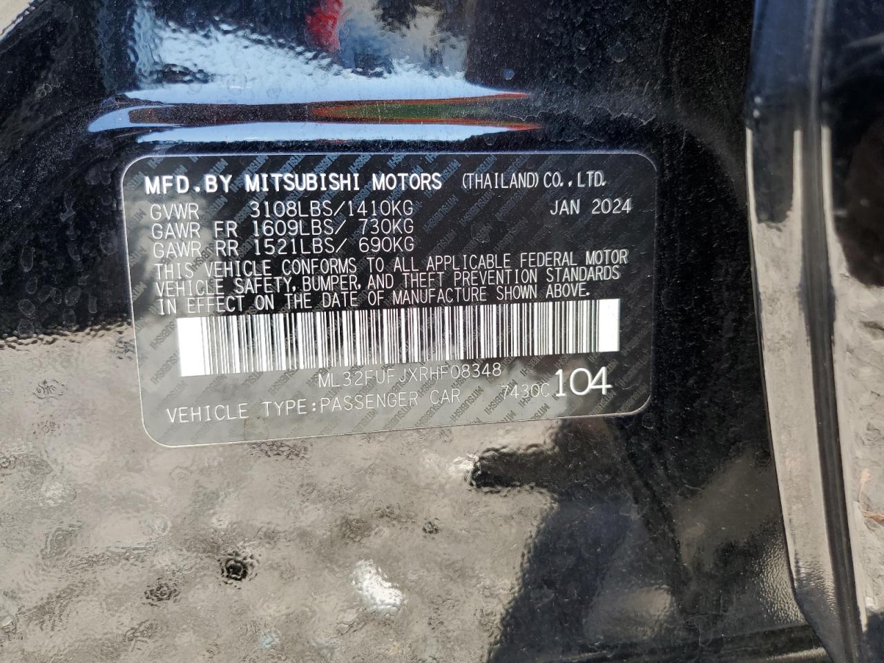 2024 Mitsubishi Mirage G4 Es VIN: ML32FUFJXRHF08348 Lot: 81259925