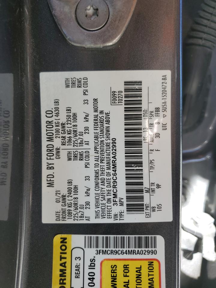 2021 Ford Bronco Sport Outer Banks VIN: 3FMCR9C64MRA02990 Lot: 80548415