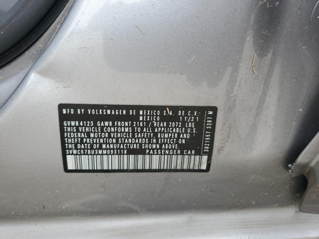 2021 Volkswagen Jetta S VIN: 3VWC57BU3MM093118 Lot: 84385055