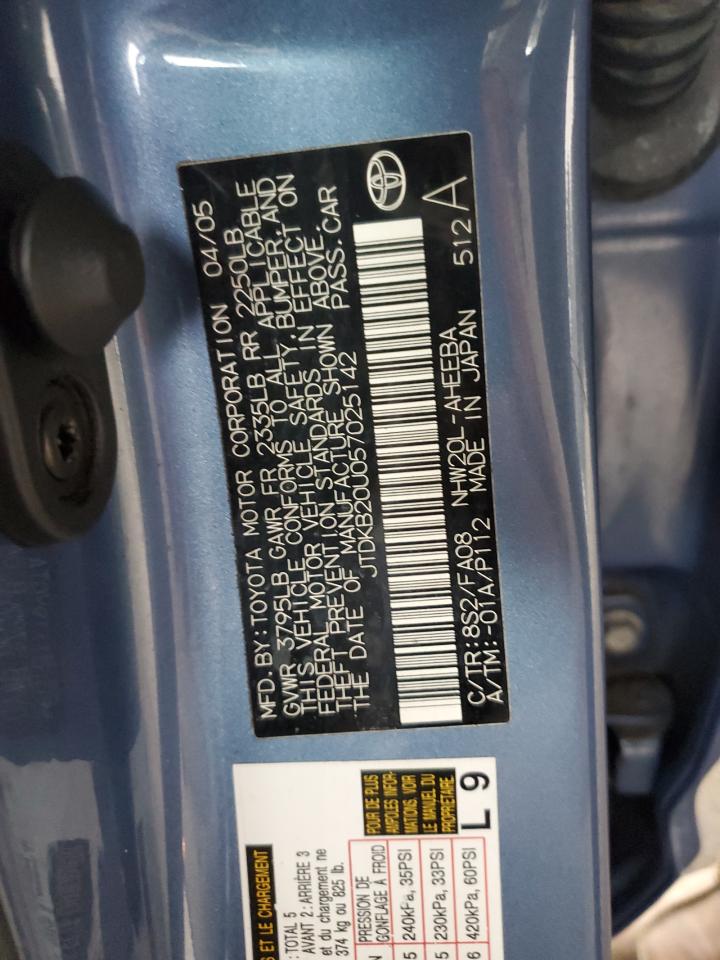 2005 Toyota Prius VIN: JTDKB20U057025142 Lot: 71902705