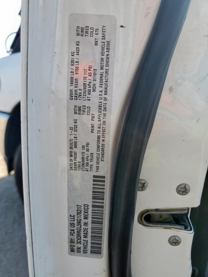 2022 Ram 3500 Tradesman VIN: 3C63RRGL5NG176317 Lot: 72015085