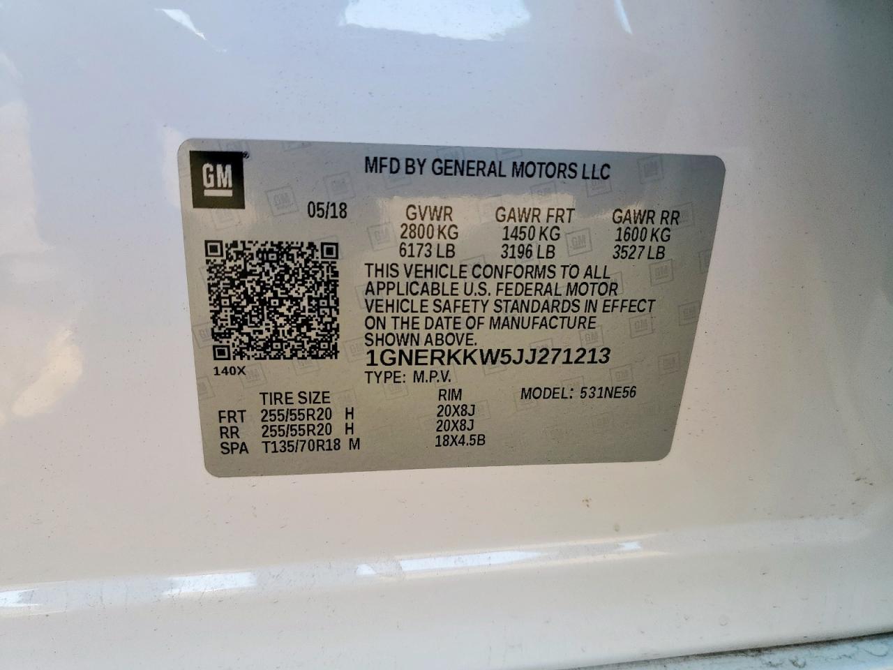 2018 Chevrolet Traverse Premier VIN: 1GNERKKW5JJ271213 Lot: 81551465