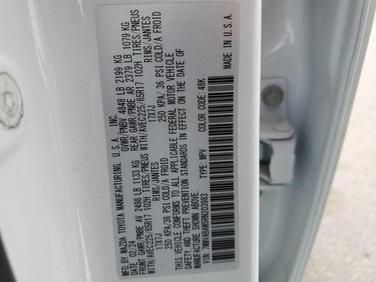 2024 Mazda Cx-50 Select VIN: 7MMVABAM5RN203983 Lot: 80174755