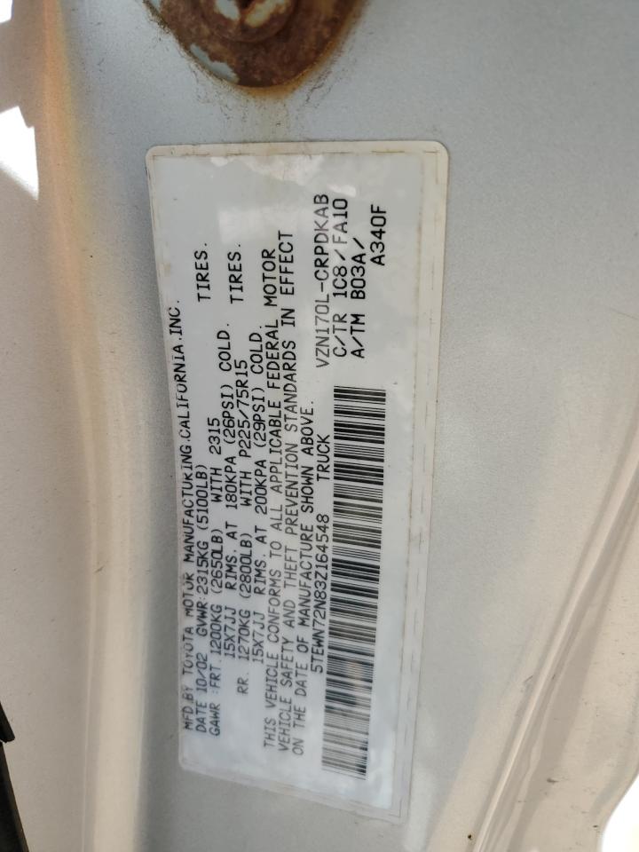 2003 Toyota Tacoma Xtracab VIN: 5TEWN72N83Z164548 Lot: 81345345