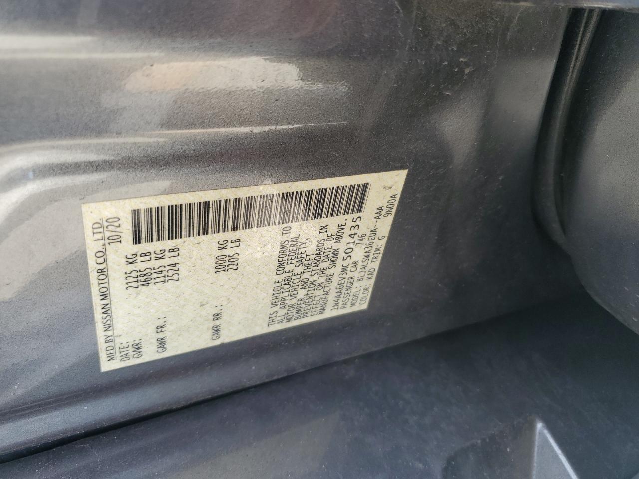 2021 Nissan Maxima Sr VIN: 1N4AA6EV3MC501435 Lot: 80724385