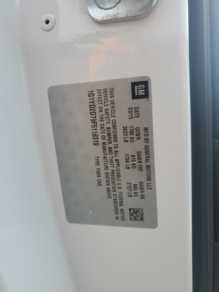 2015 Chevrolet Corvette Stingray 2Lt VIN: 1G1YD2D79F5118319 Lot: 80081275